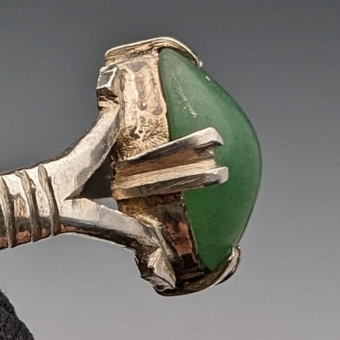 英国ヴィンテージ ジュエリー 翡翠 純銀リング 指輪 フリーサイズ